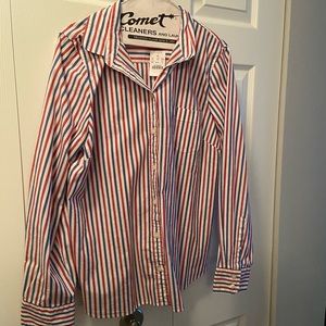 Red, Blue, White Striped j crew Shirt